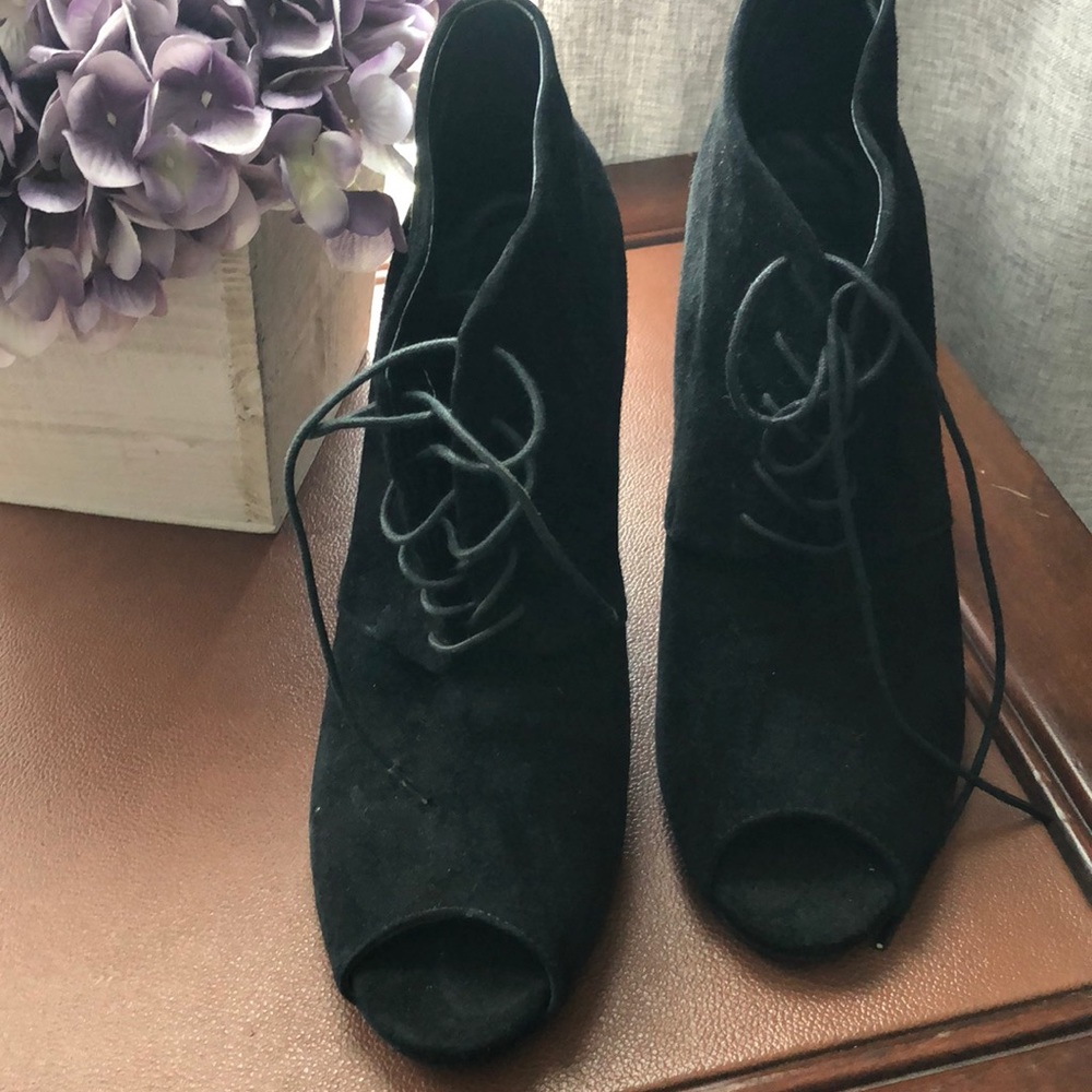 J Crew Archer suede peep toe booties
